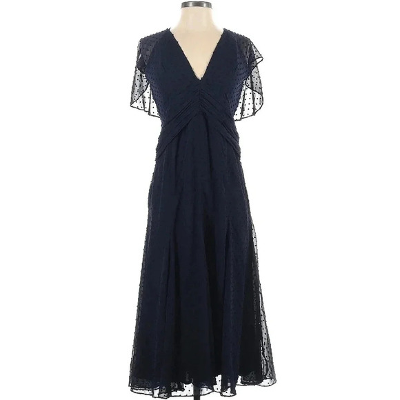 Katie May Flutter Sleeve Dot Chiffon Midi Dress - Picture 3 of 7